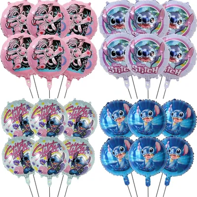 6Pcs 18 inch Disney Stitch Balloons Birthday Party Decorations Cartoon Foil Balloon for Baby Shower Birthday Party Kids Toy Gift