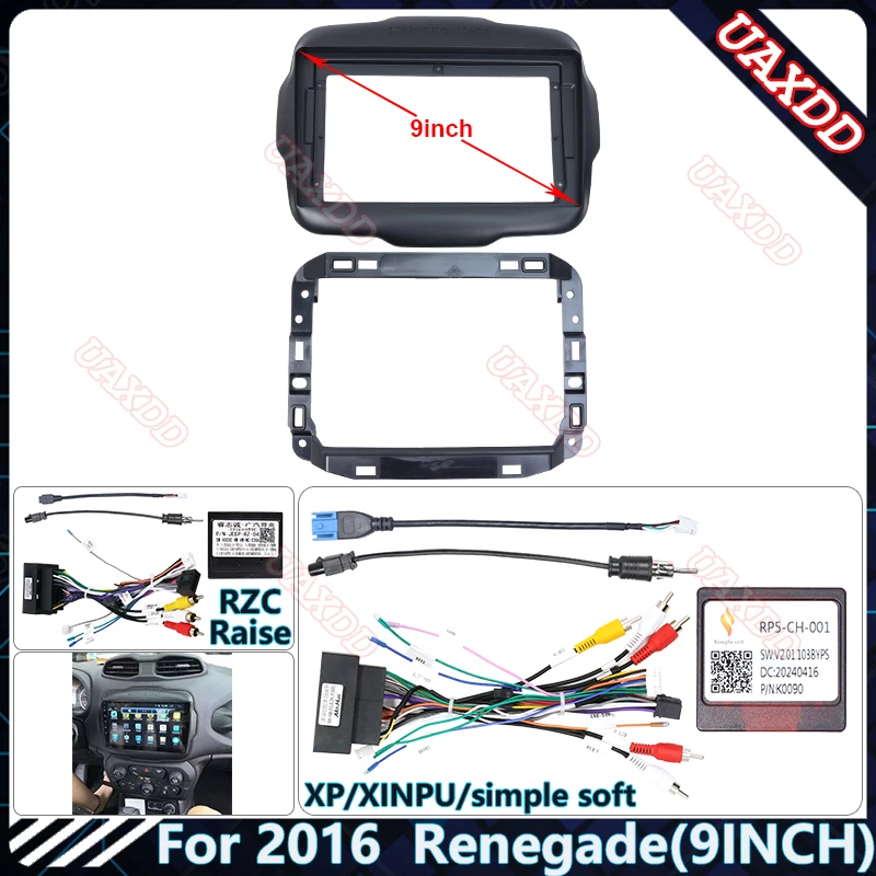 Per jeep 2016 Renegade 9 POLLICI Autoradio Android Stereo audio schermo multimediale lettore video cavi di navigazione Telaio di cablaggio