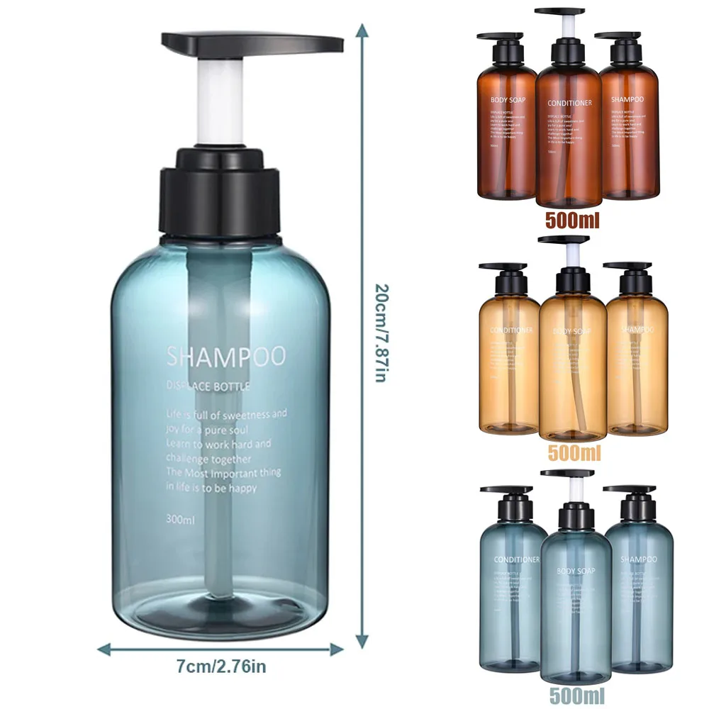 Shampoo ricaricabile Balsamo Dispenser per il lavaggio del corpo Set Lettere stampate Dispenser per bottiglie di sapone da bagno Pompa per doccia Shampoo 1PC3PC