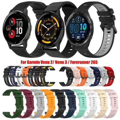 20mm 22mm Official Watch Strap For Garmin Venu 2 Plus Smartwatch Band Silicone Strap For Garmin Forerunner 265 255 Venu 3 Correa