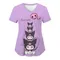 Sanrio Kuromi Hello Kitty V Neck Pocket Woman Clothing New Hospital Women T-shirts Summer Y2k