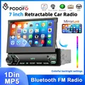 Podofo 7 ''Piegabile Manuale Touch Screen Car Audio Lettore Multimediale Mirror Link Porta USB Bluetooth e Tipo-C Radio FM Lettore MP5 per Auto