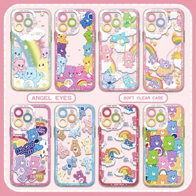 Cute Cartoon Care Bears Phone Case For iPhone 15 14 13 12 11 Mini Pro Max X XR XSMax 6S 6 7 8 Plus