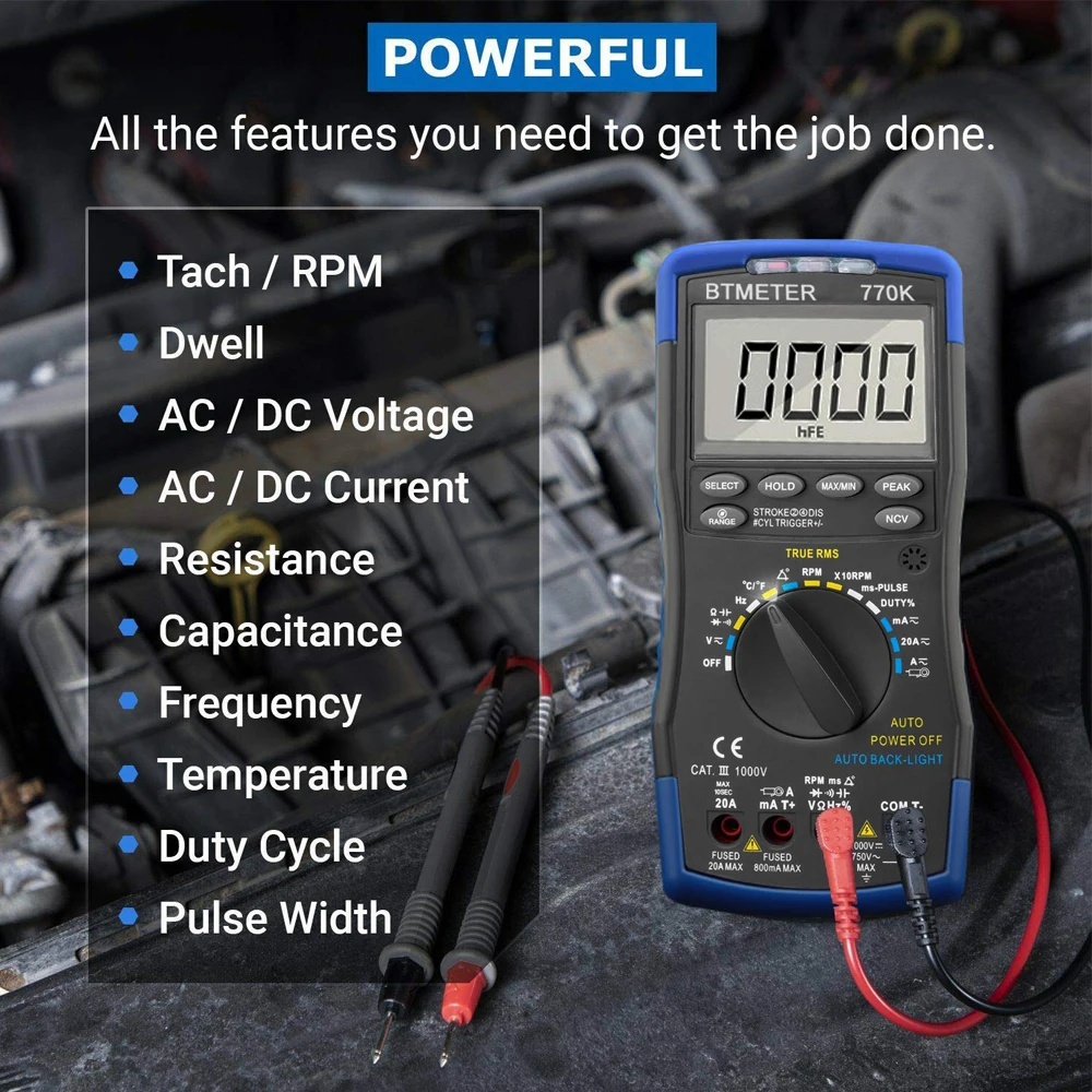 770K Digital Multimeter Auto Ranging Automotive NCV Measure AC/DC Voltage Current Temperature Resistance Duty Cycle Test