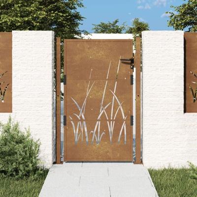 Gartentor,Gartenzaun Tor,Gartentür 105x155 cm Cortenstahl Gras-Design JDVN995696 BonneVie Image