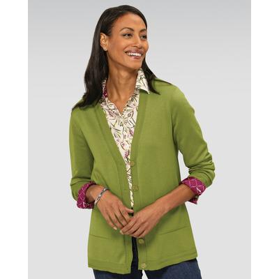 Appleseeds Women's Madison V-Neck Cardigan - Yellow - M - Misses