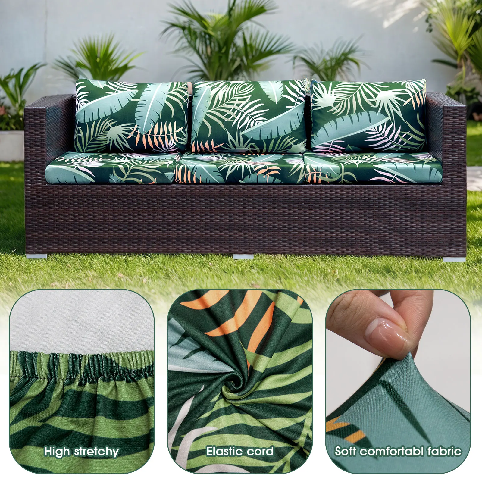 /8pcs Patio Stretch Sofa Kissen bezug Outdoor Kissen bezug Ersatz Terrassen möbel Schon bezüge Stuhl Sitz bezug weich Image