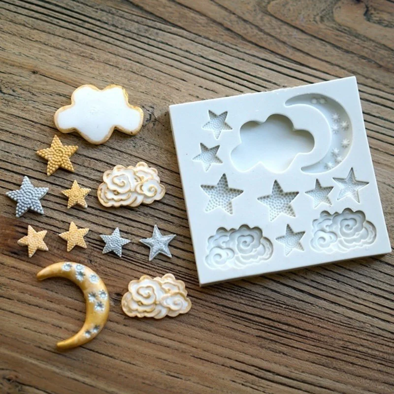 1pc Stern Wolke Mond Silikon Form Cupcake Fondant Kuchen Dekorieren Werkzeuge Schokolade Gumpaste Formen Farbe Zufällig Image