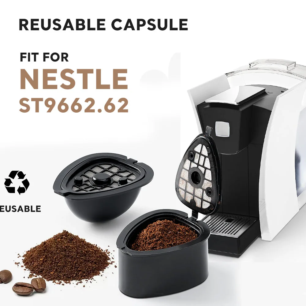 iCafilas ù Totoル itaria Daugoder Yenidenverwendbare Tee-Kaffeekapsel für NESTLE ST9662.62 Maschine, nachfüllbare Filter, Pods, Kaffeemaschinen-Zubehör Image