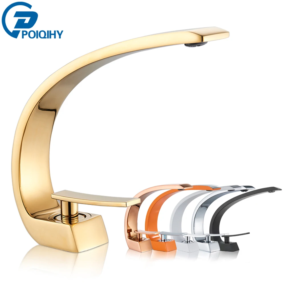 Goldener Waschbecken-Wasserhahn, schwarzer Waschbecken-Wasserhahn, Einhebelmischer für Badezimmer, Waschbecken-Wasserhahn, Waschbecken-Wasserhähne, Mixer im Badezimmer