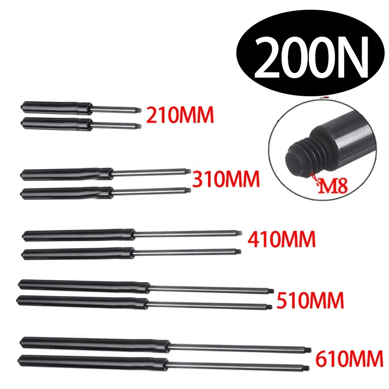 2 stücke 200N 10mm Auto Gas Strut Bars Gas Frühling Haube 210-610mm M8 Unterstützung Stange schock Lift für RV Bett Fenster Bus Caravans Image