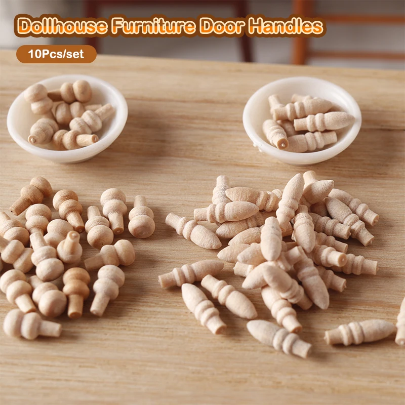 10 Stücke 1:12 Puppenhaus Miniatur Holzmöbel Türgriffe Mini Möbelteil Schubladengriffe Tür Fenstergriff Modell Dekor Spielzeug