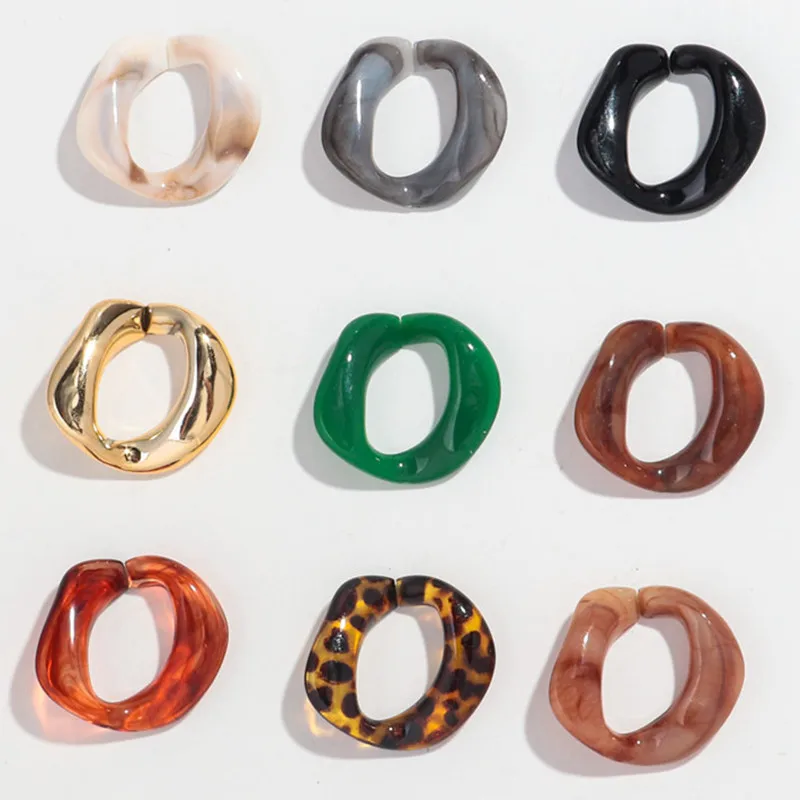 10 stücke 40x44mm gemischte Farbe Acryl Leopard unregelmäßige Glieder kette lose Perlen für Armband Halskette machen DIY Schmuck Zubehör Image