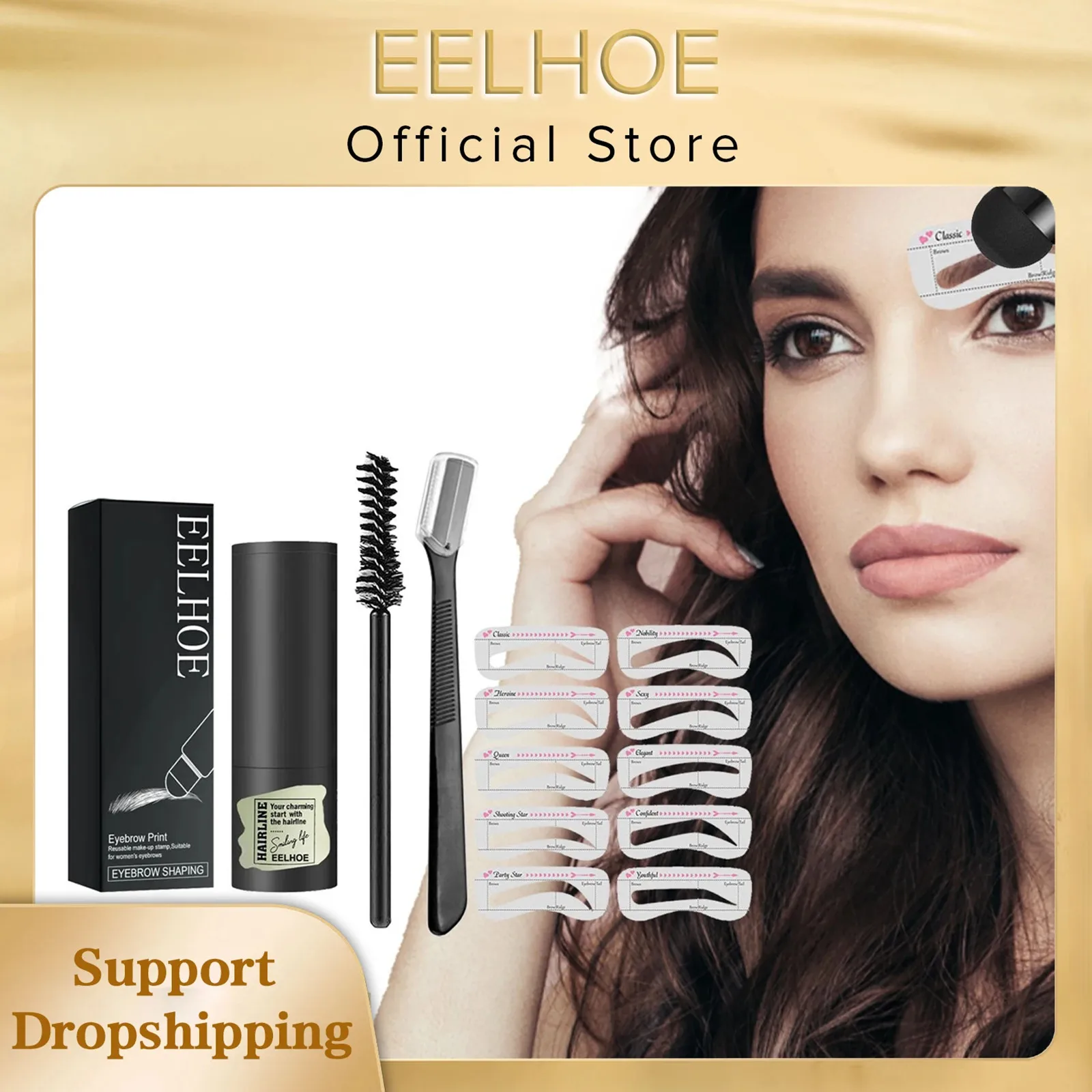 Eelhoe One Step Augenbrauen stempel Shaping Kit profession elle schnelle Augenbrauen Make-up Form wasserdichte Haaransatz Stick Augenbrauen Pinsel Set