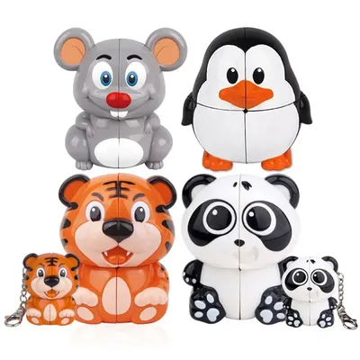 Yuxin Cartoon Tier Design 2x2 Zauberwürfel Panda Tiger 2x2 Mini Schlüsselbund Puzzle Spielzeug Für Kinder kinder Geschenk Spielzeug Image