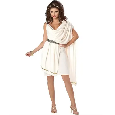Damen Damen Deluxe klassische Toga Cosplay Kostüm Zeus mittelalter lichen griechischen Gott Griechenland Göttin Kostüm Image