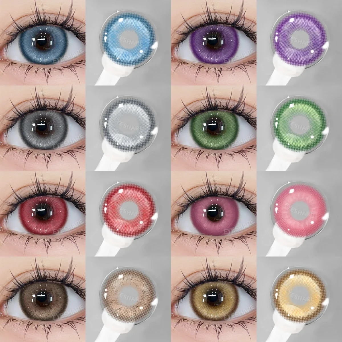EYESHARE 2 Stück Cosplay farbige Kontaktlinsen für Augen, Halloween, farbige Schüler, Anime-Augen, blaue Kontaktlinsen, rot, niedliche Kontaktlinsen Image