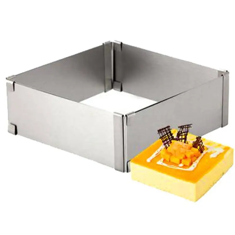 Einstellbare Edelstahl Kuchen Quadrat Form 15-27,5 CM Schokolade Mousse Ring Backen Zubehör Kuchen Dekorieren Werkzeug Image