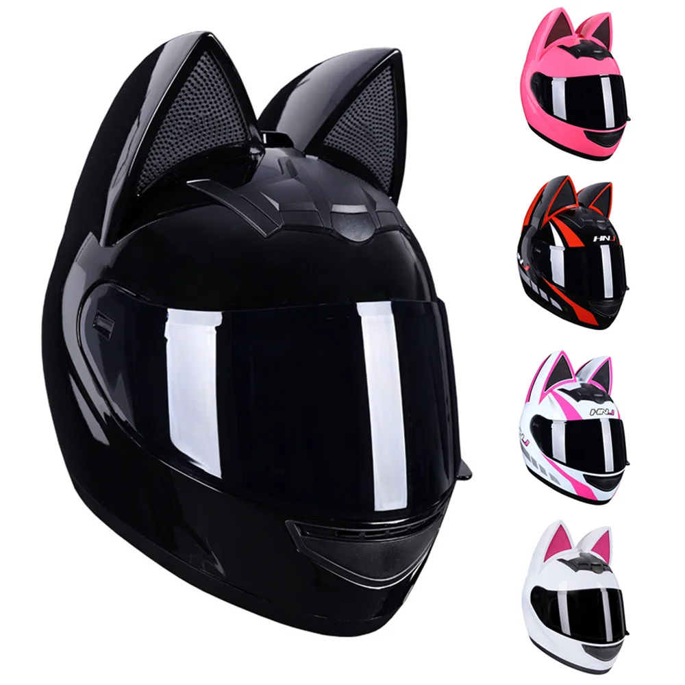 Hnj Motorrad helm casco moto Offroad Helm abnehmbares Katzen ohr vier Jahreszeiten atmungsaktiver Motocross Motorrad helm Männer Frauen Image