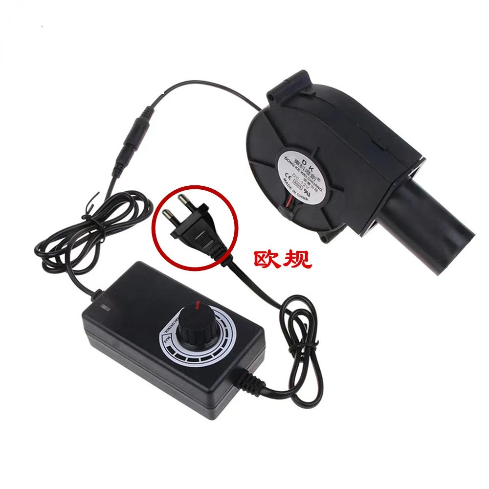 Grillventilatorgebläse 9733 12 V Turboventilator mit Geschwindigkeitsregler Stromversorgung Grill Holzofen Gebläse Picknick Grill Holzofen c Image