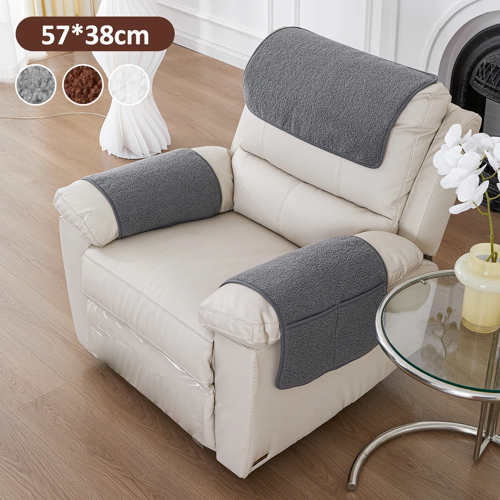 3-teilige Sofa-Kopfstützenabdeckung aus weichem Polyester für Liege-Kopfstützen, verschleißfeste Liege-Kopfstützenabdeckung