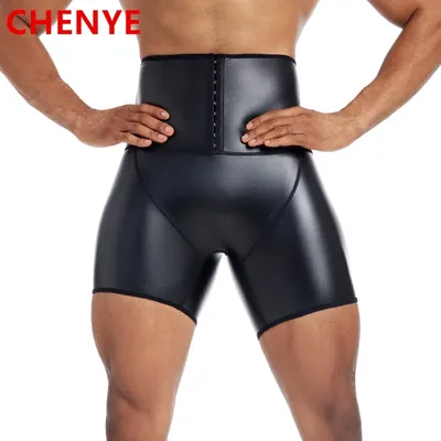 Herrenmode Fitness schlanke Stretch Lederhose Body Shaper Taillen trainer hohe Taille Bauch 3 Haken Image