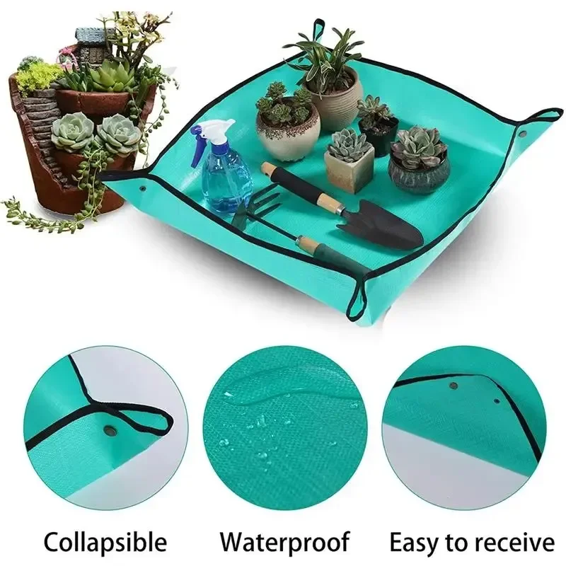 Blumentöpfe Umpflanzmatten Garten Pflanzmatte PE Pflanzenumtopfmatte faltbar wasserdicht Gartenarbeit Blumentopfunterlage Image