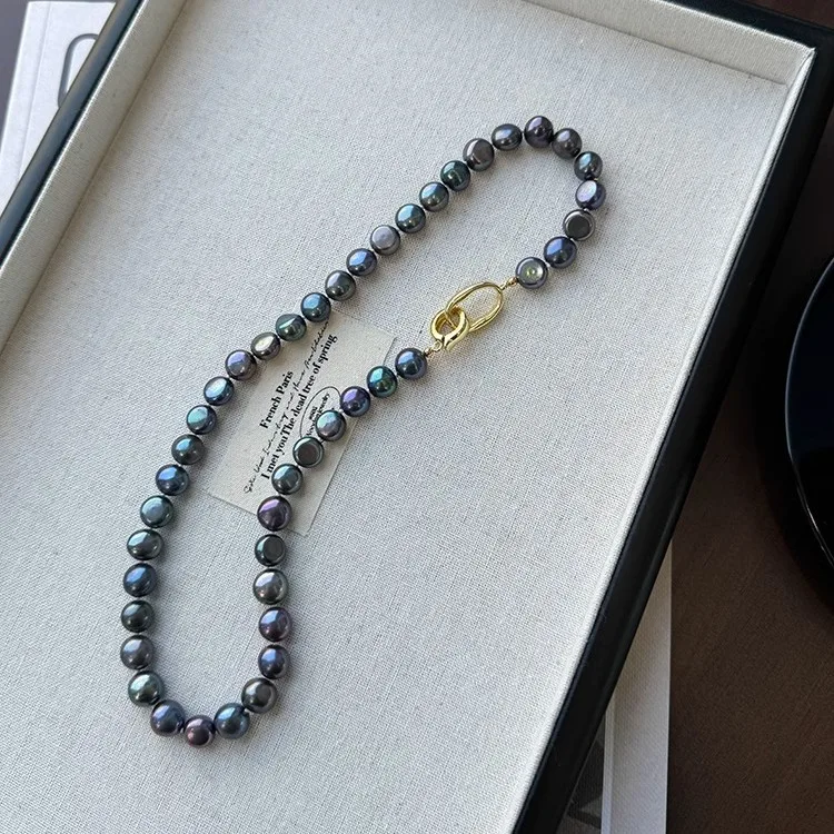 Neue Ankunft Elegante Schwarze Natürliche Süßwasser Perle 14K Gold Gefüllt Weibliche Perlen Kette Halskette Schmuck Für Frauen Geburtstag geschenke