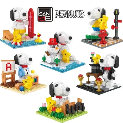 Echte Erdnüsse Anime Snoopy Figuren Kawaii Cartoon Bausteine Spielzeug Mini Bricks Montieren Image