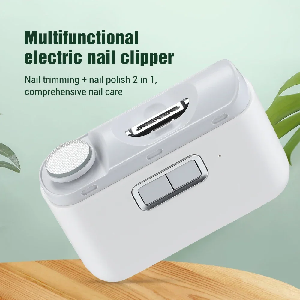 Elektrischer Nagelknipser mit LED-Licht, 2-in-1, automatischer Nagelschleifer, Trimmer für Babys und Erwachsene, Mini-Maniküre-Werkzeuge, Nagelpflege Image