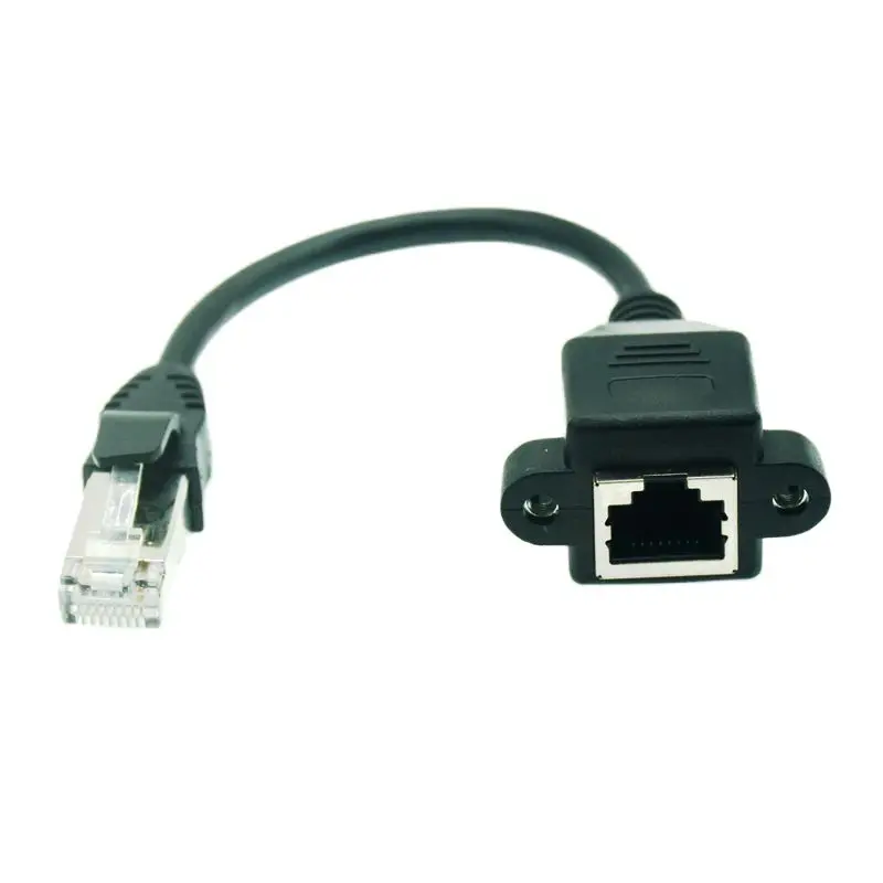 15 cm 30 cm 60 cm Verlängerungsnetzwerk LAN-Schraube RJ45-Kabelpanel Stecker auf Buchse Halterung Ethernet-Verlängerungskabel RJ 45 Ethernet-Kabel Image