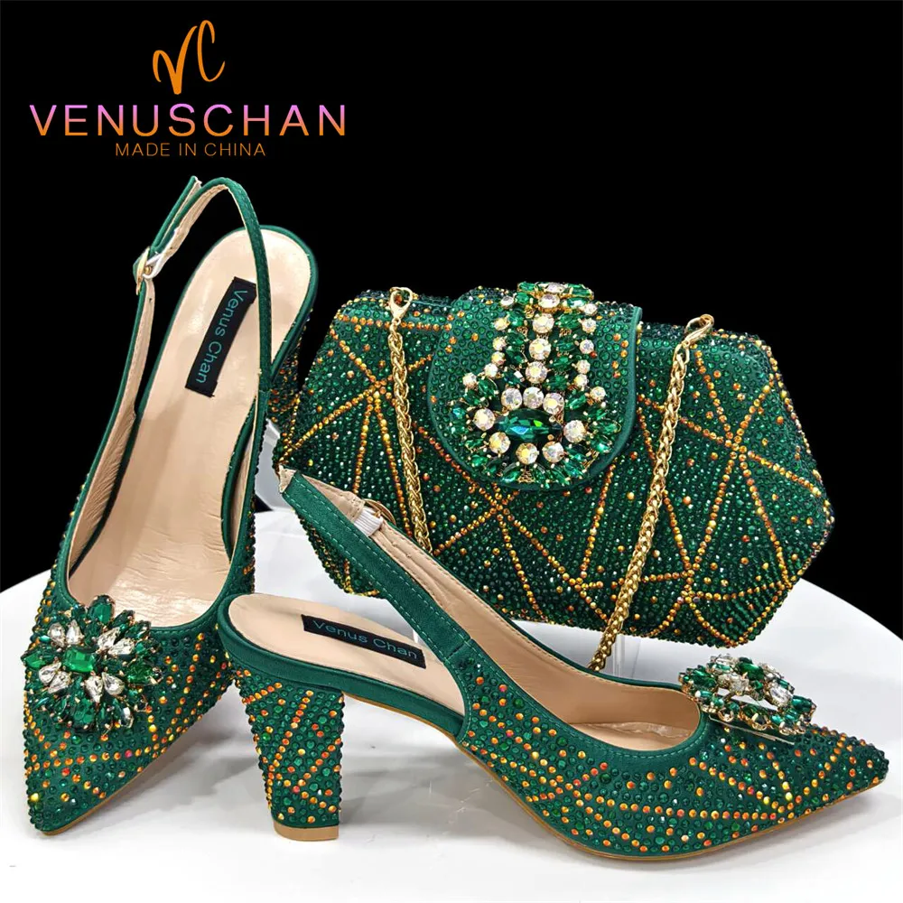 Venus Chan elegante spitze Sandalen mit spitzen Zehen Schuhe 2024 Frau High Heels Strass neue italienische Schuhe und Tasche für Party