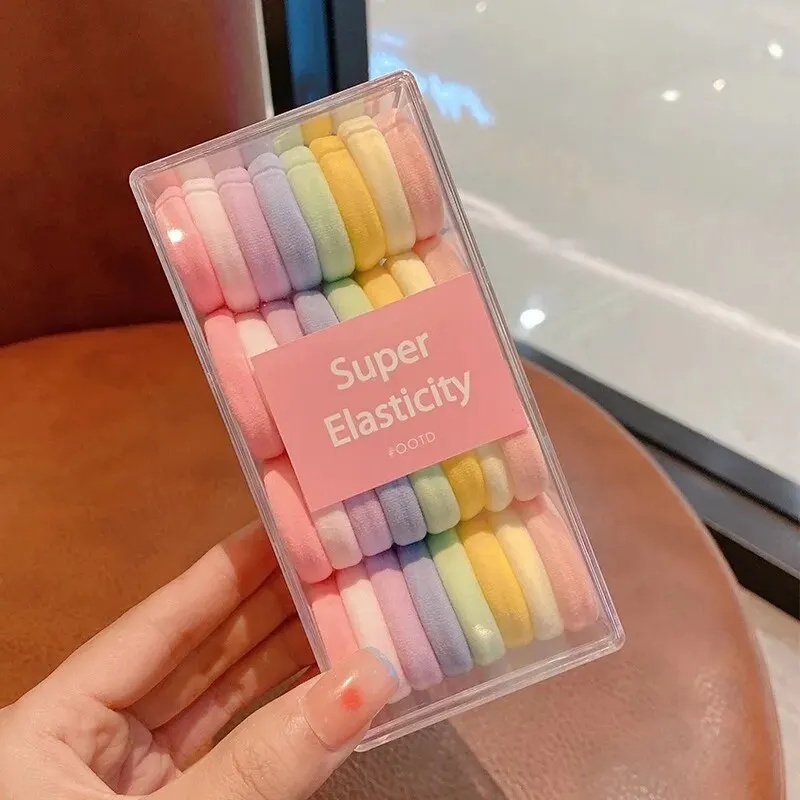 Bonbonfarbene Haarschleife, große Größe, nicht schädlich, hoher Pferdeschwanz, gebundenes Stirnband, großes Mädchen, langlebig, elastisches Gummiband, Damen, koreanisches V Image