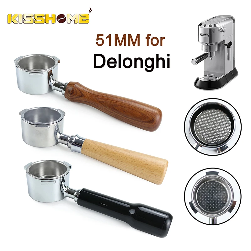 Kaffee-Siebträger ohne Boden, 51 mm, nackter Filterkorb für Delonghi Dedica EC680 EC685, Espressomaschinen-Zubehör, Barista-Werkzeug
