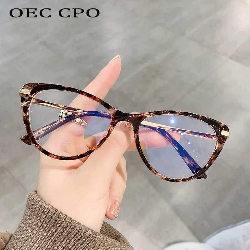 OEC CPO Damen Cat Eye Brille Rahmen Frauen Marke Designer Klare Linse Brillen Optische Rahmen Weibliche Mode Brillen O1321 Image
