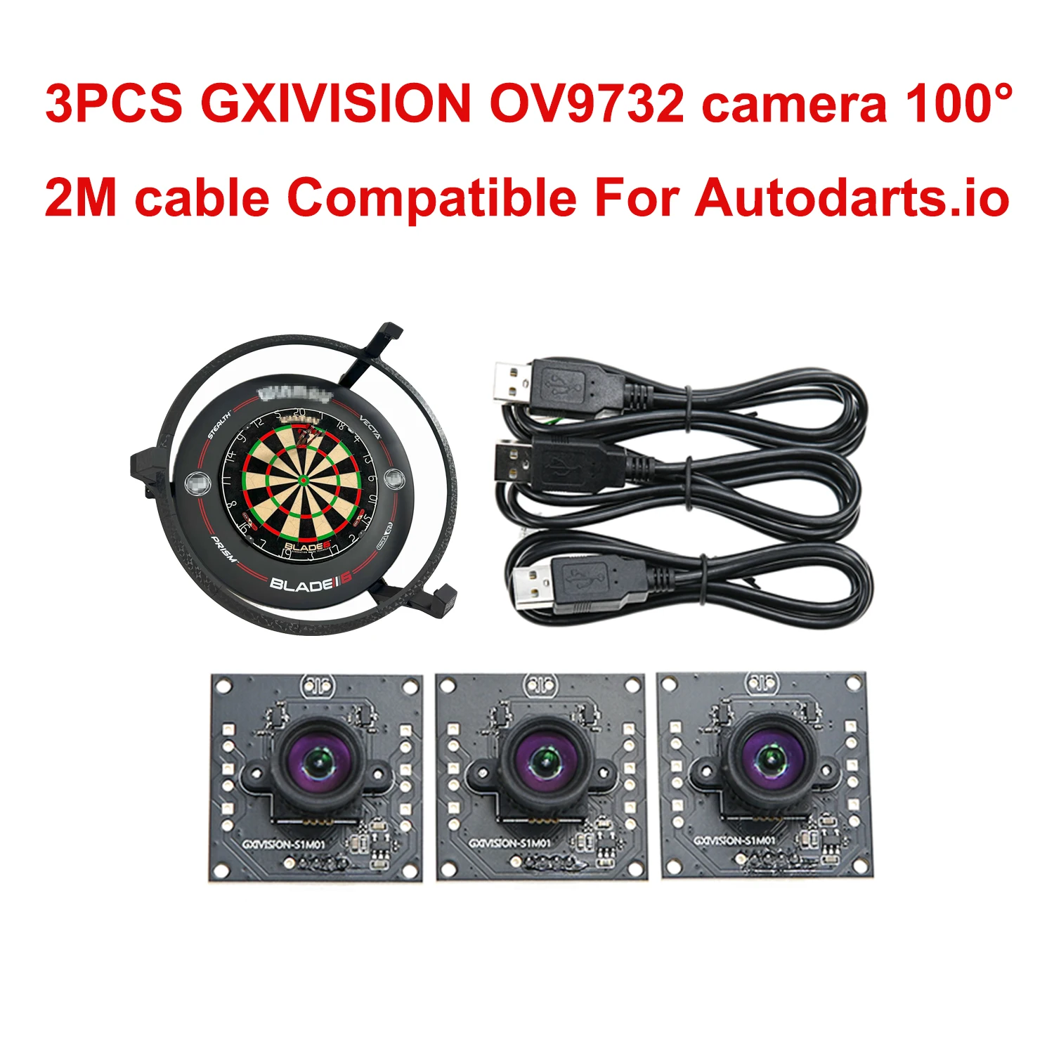 GXIVISION USB-Kameramodul IMX179 /OV2735/OV9732/OV2710 100 Grad 30fps 2M Kabel Ohne Verzerrung, Kompatibel mit Autodarts.io Image