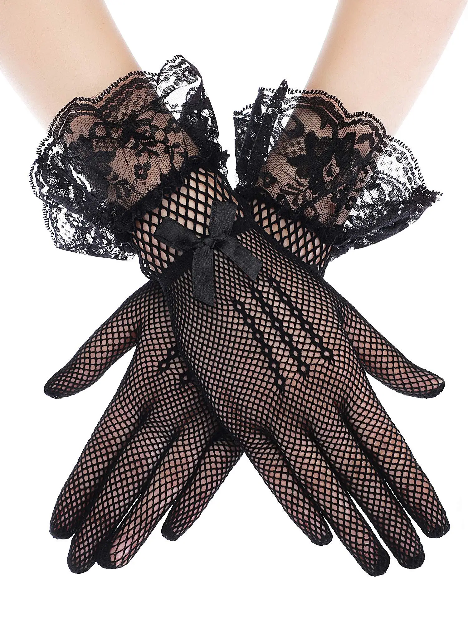 Damen Spitzen handschuhe elegante kurze Spitzen handschuhe Tee-Party-Handschuhe für Frauen Hochzeits essen 50er Jahre Partys Image