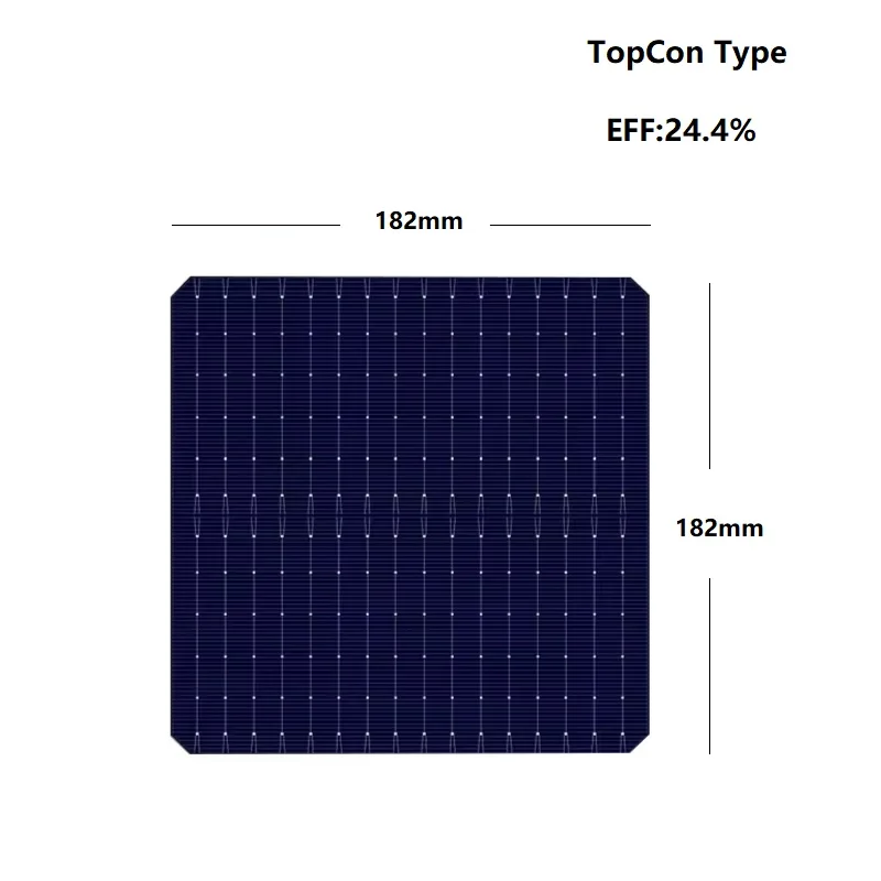 100 Stück N-Typ Mono-Kristalline Silizium-Solarzellen 182 mm x 182 mm TOPCon 24,4 % Effizienz 8,06 W/Stück Image
