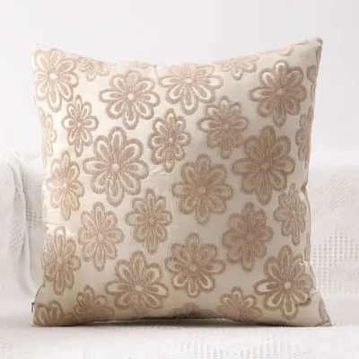 1 pc Kissen bezüge Milch tee Blumen Chenille Kissen bezug hand gefertigte dekorative Kissen bezüge für Couch Home Decoration Image
