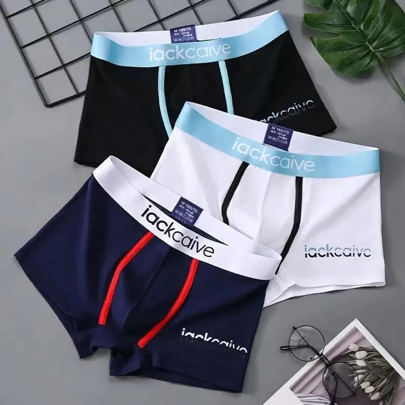 3Pcs Männliche Höschen Baumwolle männer Unterwäsche Boxer Atmungsaktiv Mann Boxer Gedruckt Unterhose Bequeme Shorts Männer Unterwäsche M-3XL Image