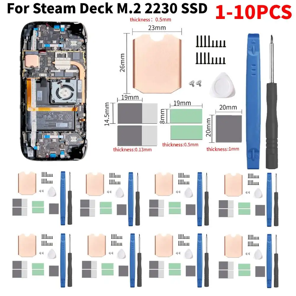 1-10 Stück Kühlkörper-Kit für Dampf deck sn740 m.2 2230 ssd Kupfer kühler Festkörper scheiben kühlkörper Kühler Thermos ilikon kissen Image