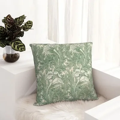 William Morris Tulip Muster Sage Grün Kissen Gedruckt Stoff Kissen Abdeckung Dekorationen Werfen Image