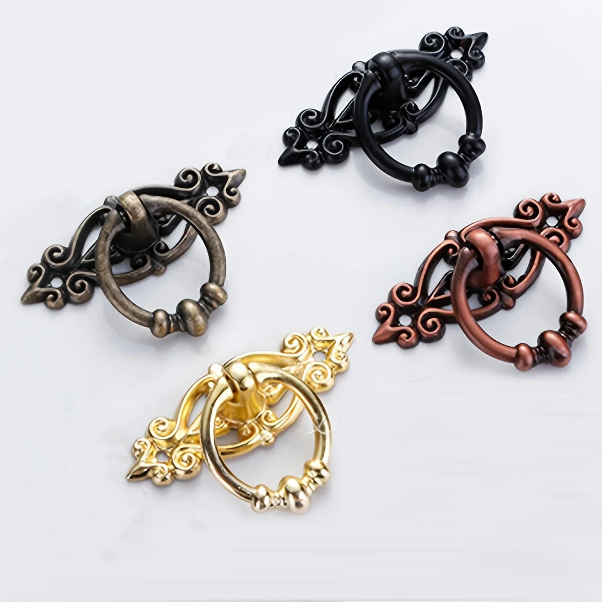 2/8 Stück antike gebürstete rote Bronze/goldene schwarze Retro-Zinklegierung für Küchenschubladen, Schranktürgriffe – Upgrade-Möbelbeschläge