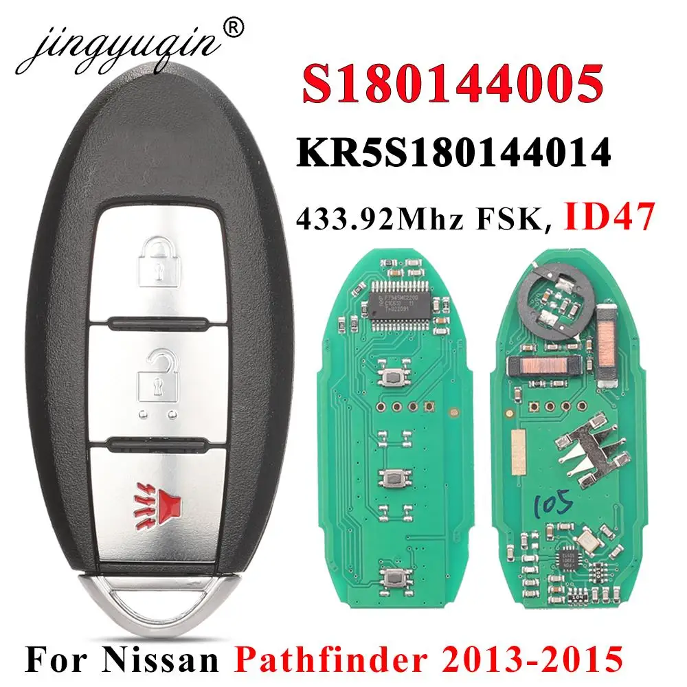 Jingyuqin s180144005 3 Tasten 433MHz id47 Chip Ferns chl üssel für Nissan Pathfinder Smart Car Keyless 7812d-s180014 Image
