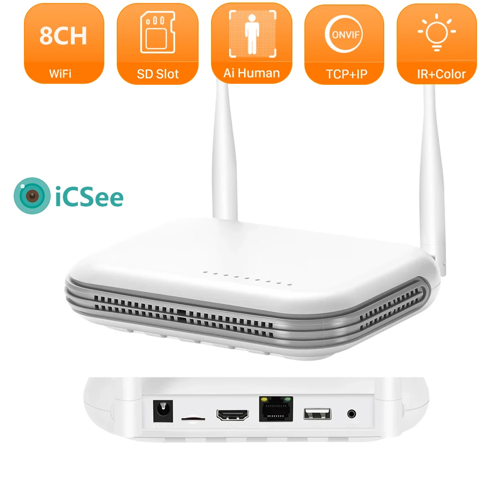 8ch mini wifi nvr place video onvif drahtloses netzwerk video recorder 3mp 4ch 5mp h.265 unterstützung gesichts erkennung xmeye/icsee app Image