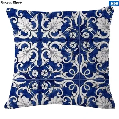 45*45 leinen Chinesischen Stil Blau Und Weiß Porzellan Kissenbezug Abdeckung Retro Leinen Auto Image