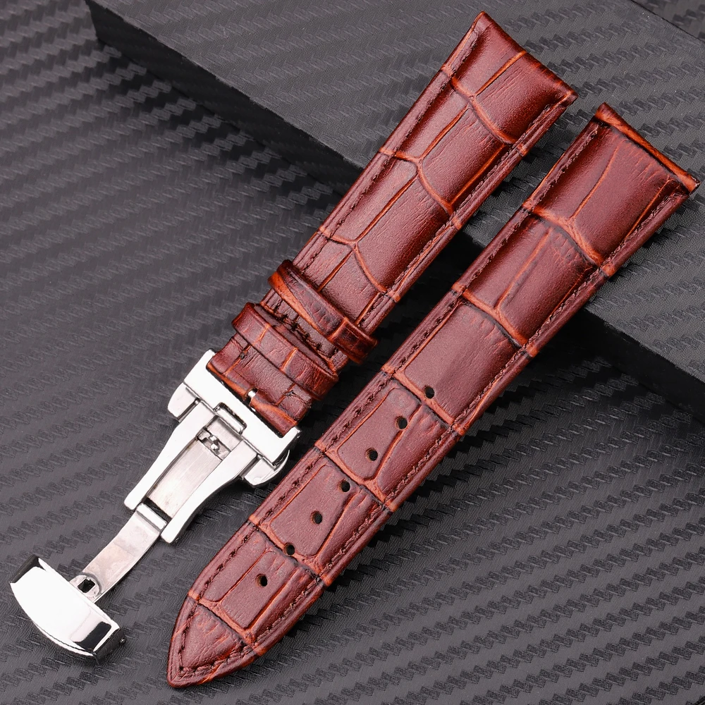 Uhren armband aus Kalbsleder mit Schmetterlings schnalle 18 20 22 24 mm in 4 Farben erhältlich Uhren armbänder Ersatz armband Image
