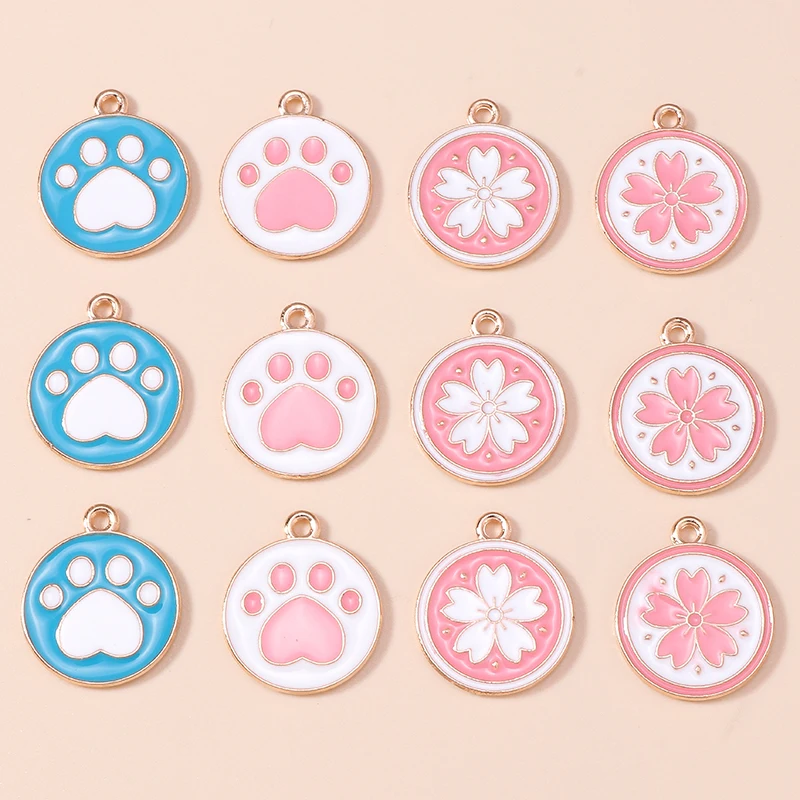 10 stücke schöne Hund Pfote Druck Charms für Schmuck machen süße Blumen Fußabdruck Charms Anhänger für DIY Ohrringe Armbänder Halskette Image