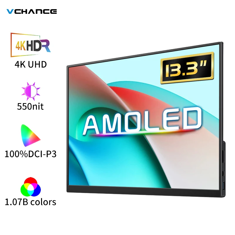 13,3 Zoll 4k oled tragbarer Monitor 3840*2160 mit Typ-C-HDMI-kompatibel für Handy-PC Laptop MacBook PS4/5 Gaming-Monitor Image
