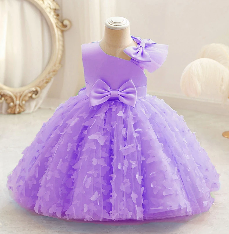 Baby Mädchen 1. Geburtstag Taufe Kleid Säugling Hochzeit Party Prinzessin Kleider Mädchen Taufe Schmetterling Tüll Abend Kinder Kleidung Image